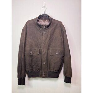 Unbranded Genuine Suede Leather Men’s Bomber Jacket Brown EU54 XL